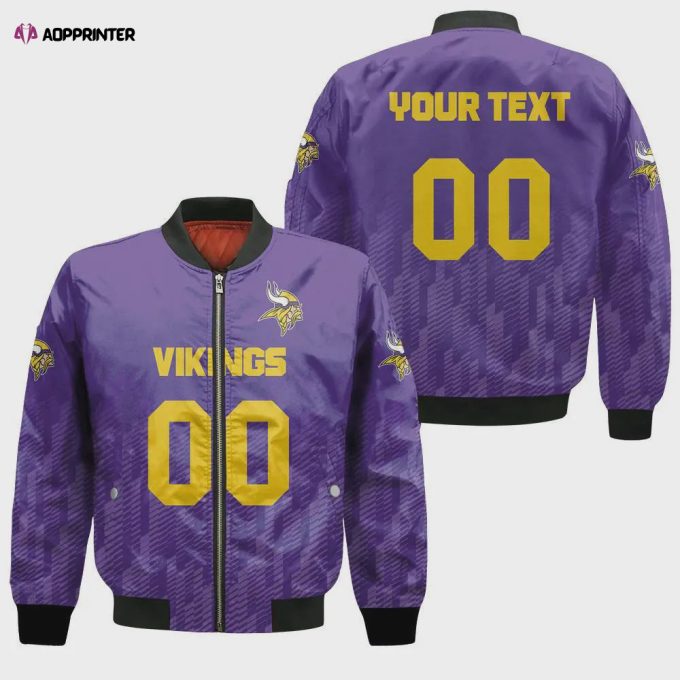 Minnesota Vikings Bomber Jacket 3D Printed Team Logo Custom Text And Number