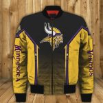 Minnesota Vikings Center Logo Pattern Bomber Jacket- YellowBlack