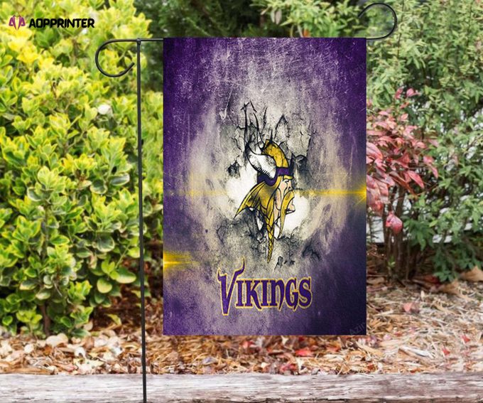 Minnesota Vikings Emblem Vintage Wall Double Sided Printing Garden Flag – House Flag Home Decor Gift – House Flag Home Decor Gift