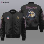 Minnesota Vikings Logo Pattern Bomber Jacket – Black