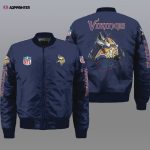 Minnesota Vikings Logo Pattern Bomber Jacket – Navy Blue