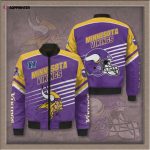 Minnesota Vikings Logo Pattern Bomber Jacket – Purple