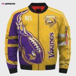 Minnesota Vikings Logo Pattern Bomber Jacket – Purple And Yellow