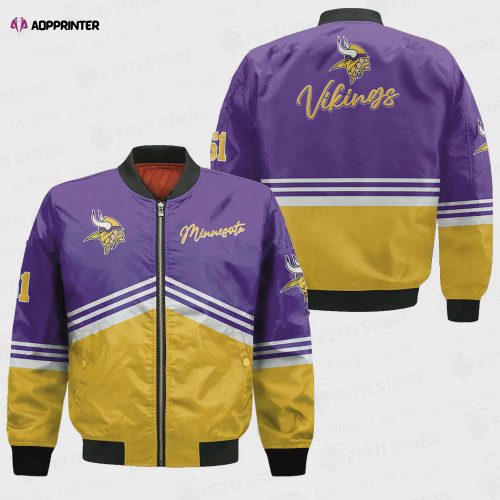 Minnesota Vikings Beating Curve Pattern Bomber Jacket