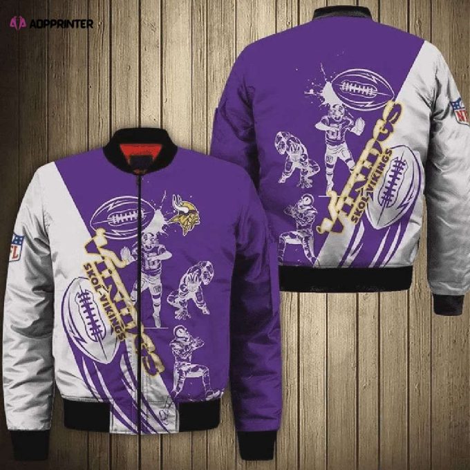 Minnesota Vikings Player Chibi Pattern Bomber Jacket