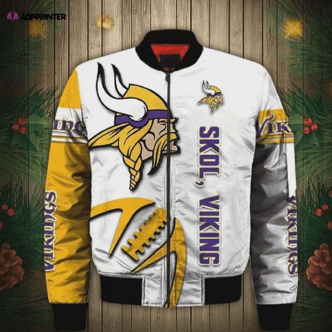 Minnesota Vikings Skol Zigzag Casual Pattern Bomber Jacket