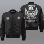 Minnesota Vikings Wings Skull Logo Pattern Bomber Jacket – Black