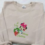 Minnie Disney Christmas Wreath Shirt & Characters Hoodie: Best Gifts for Family