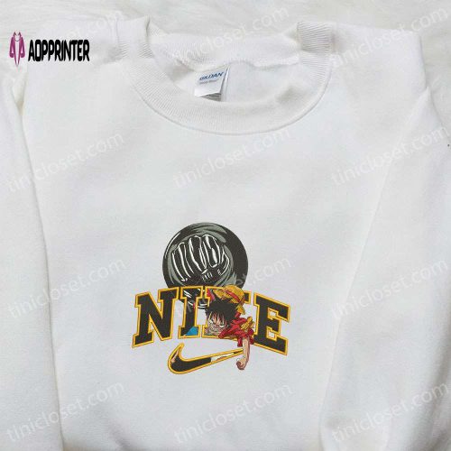 Monkey D Luffy Gear 5 x Nike Swoosh Anime Embroidered Hoodie – One Piece & Nike Inspired Shirt