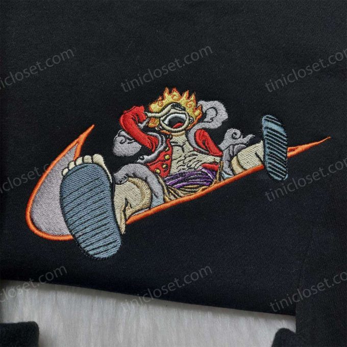 Monkey D Luffy Nike Embroidered Shirt One Piece Hoodie & Custom Swoosh Sweatshirt: Stylish Anime Apparel