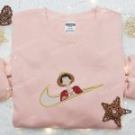 Monkey D Luffy x Nike Swoosh Anime Embroidered Tshirt – One Piece & Nike Inspired Shirt