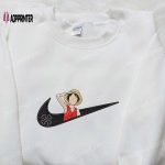 Monkey D Luffy x Nike Swoosh Embroidered Anime Tshirt – One Piece & Nike Inspired Shirt