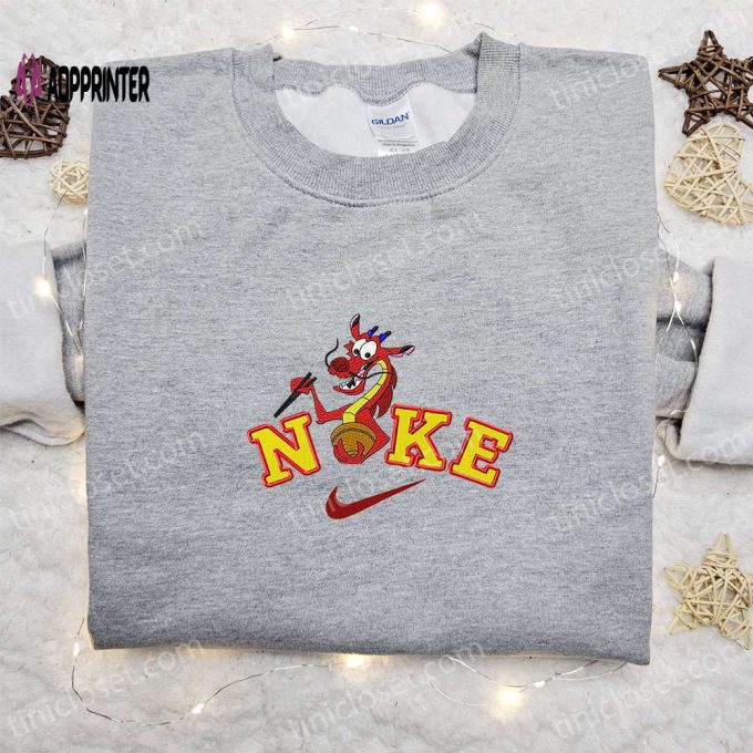 Mushu x Nike Cartoon Embroidered Sweatshirt: Mulan Disney & Nike Inspired Shirt