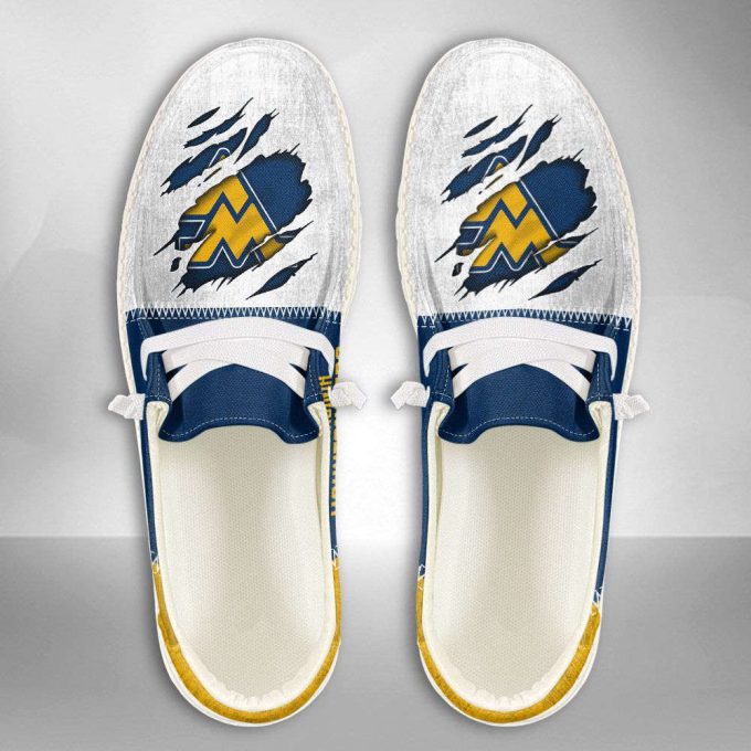 NCAA West Virginia Mountaineers Hey Dude Shoes Wally Lace Up Loafers Moccasin Slippers Fan Gifts