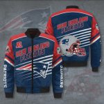 New England Patriots 3D Logo Pattern Bomber Jacket – Blue And Red