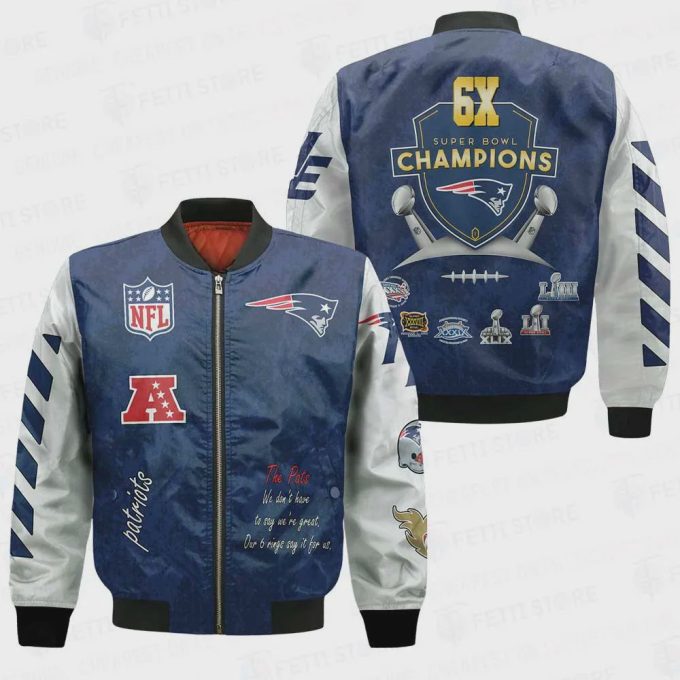 New England Patriots 6X Champions Design Bomber Jacket V1