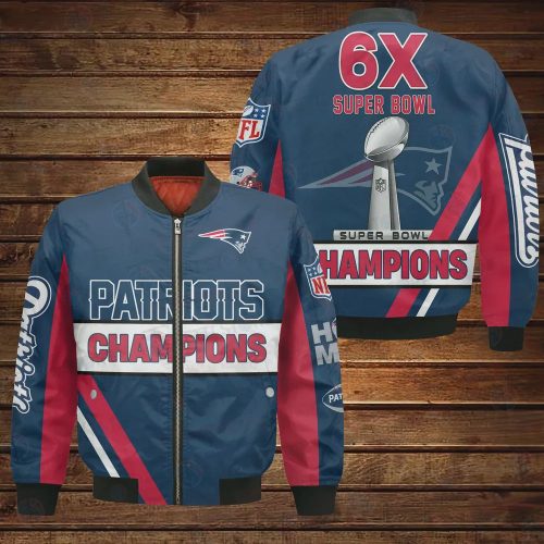 New England Patriots 6X Super Bowl Champions Design Bomber Jacket