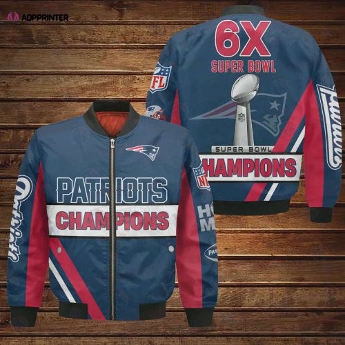 New England Patriots 6X Super Bowl Champions Design Bomber Jacket