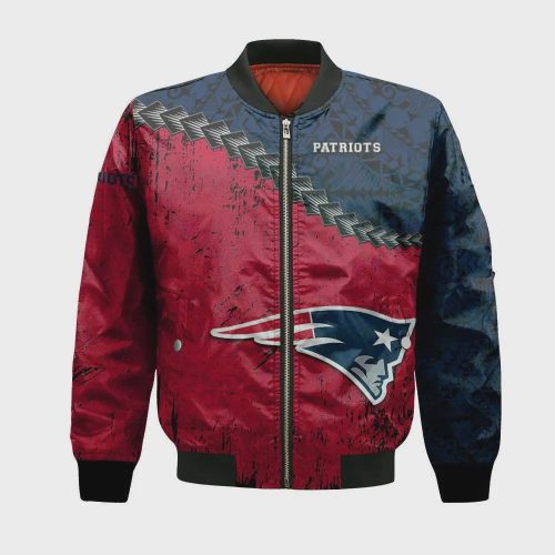 New England Patriots Bomber Jacket 3D Printed Grunge Polynesian Tattoo