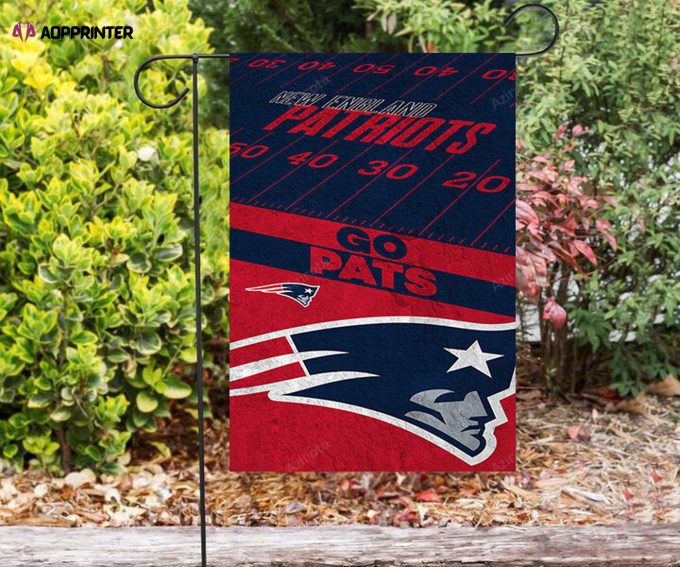 New England Patriots Go Pat Blue Red Double Sided Printing Garden Flag – House Flag Home Decor Gift – House Flag Home Decor Gift