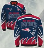 New England Patriots Grass Pattern Bomber Jacket – Red Navy Blue