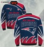 New England Patriots Grass Pattern Bomber Jacket – Red Navy Blue