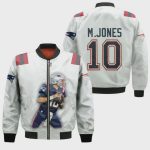 New England Patriots Mac Jones Pattern Bomber Jacket – White