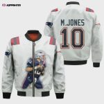 New England Patriots Mac Jones Pattern Bomber Jacket – White