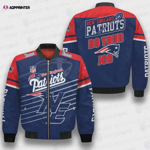 New England Patriots Mac Jones Pattern Bomber Jacket – Red