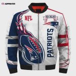 New England Patriots Pattern 3D Fullprint Bomber Jacket – White And Navy