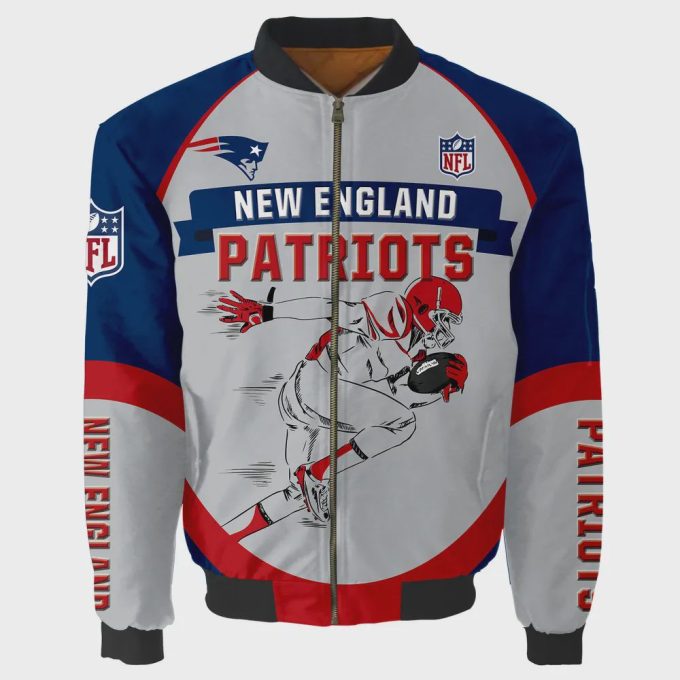 New England Patriots Players Running Pattern Bomber Jacket