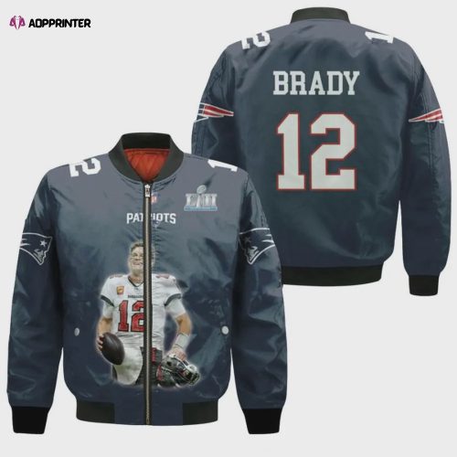 New England Patriots Wings Skull Pattern Bomber Jacket – Navy Blue