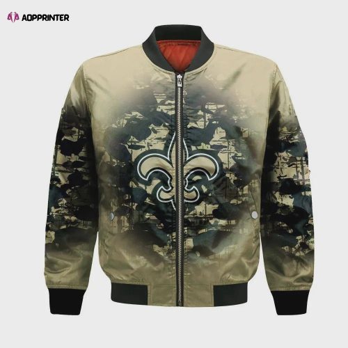 New England Patriots Camo Pattern Bomber Jacket – Black And Gray