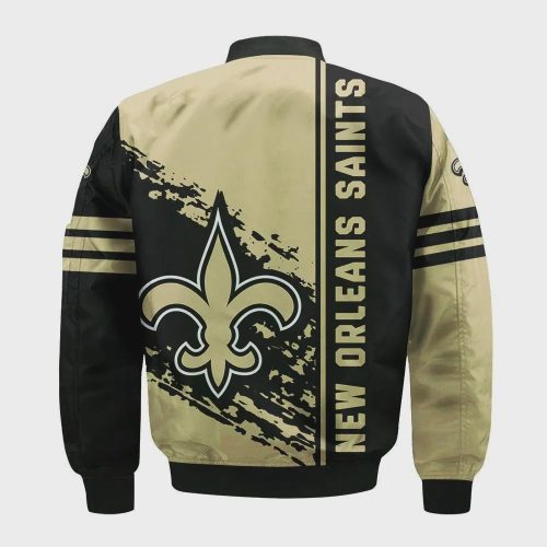 New Orleans Saints Bomber Jacket 3D Printed Logo Pattern In Team Colours