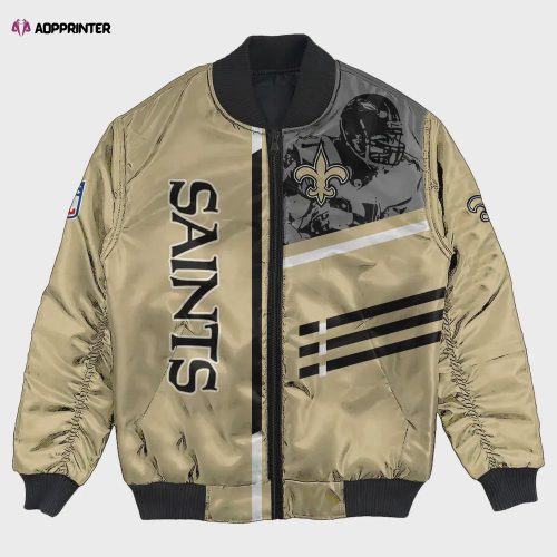 New Orleans Saints Logo On White Pattern Bomber Jacket