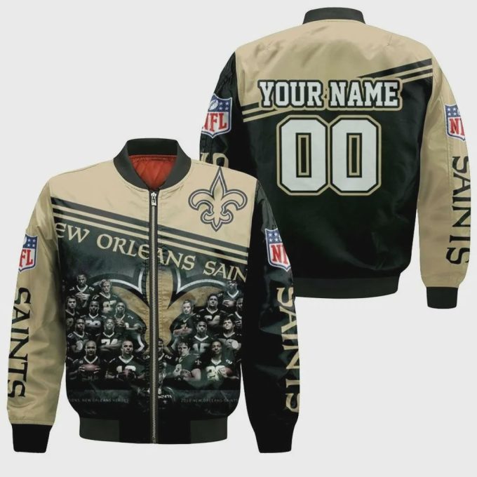 New Orleans Saints Champions Coach Players Customized Pattern Bomber Jacket