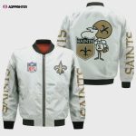 New Orleans Saints Logo On White Pattern Bomber Jacket