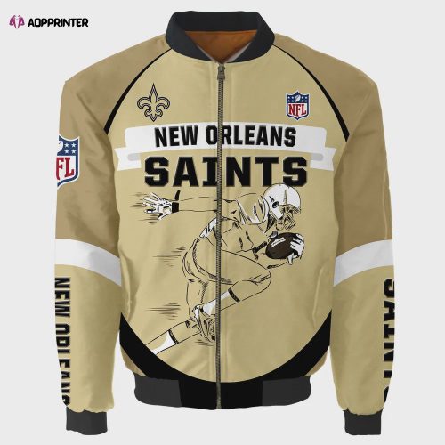 New Orleans Saints Team Logo Pattern Bomber Jacket