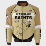 New Orleans Saints Team Logo Pattern Bomber Jacket – Yellow