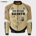 New Orleans Saints Team Logo Pattern Bomber Jacket – Yellow