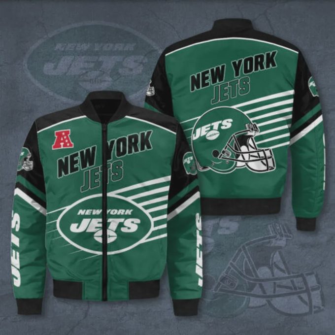 New York Giants 3D Pattern Bomber Jacket – Green