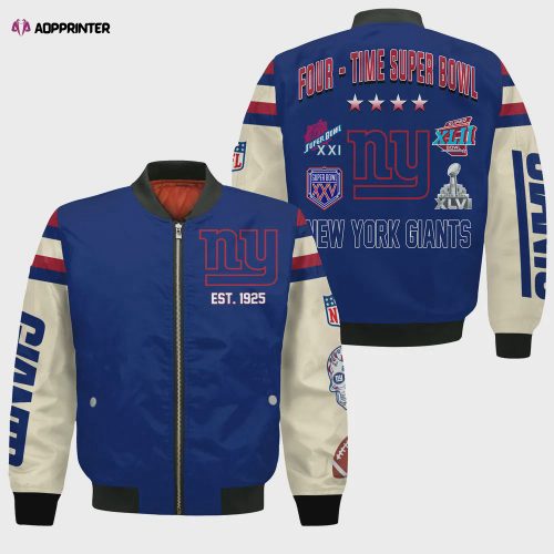 New York Giants 4X Super Bowl Champions Design Bomber Jacket