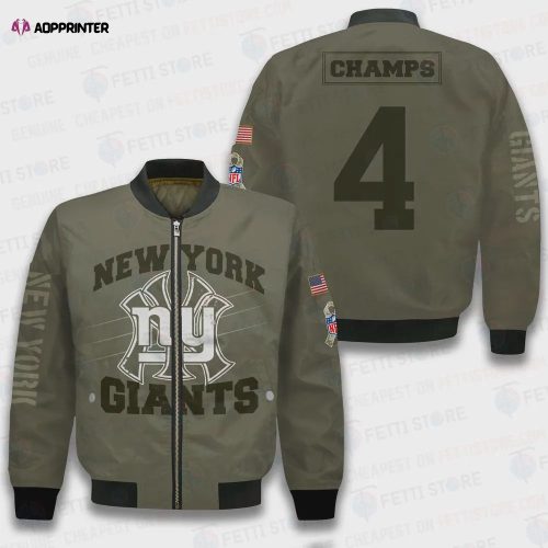 New York Giants 3D Pattern Bomber Jacket – Green