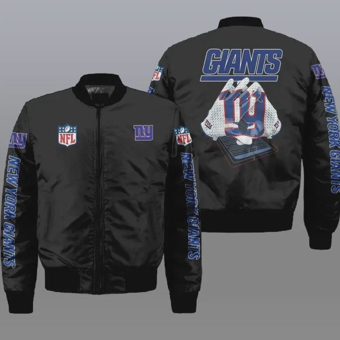 New York Giants Team Logo Bomber Jacket – Black