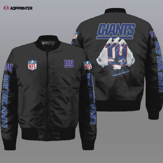 New York Giants Team Logo Bomber Jacket – Black