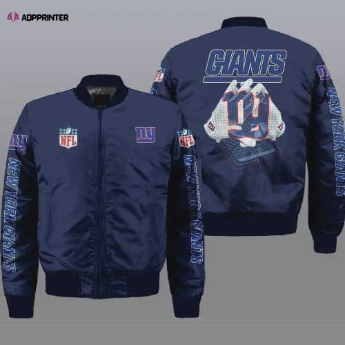 New York Giants Wings Skull Logo Bomber Jacket – Navy Blue