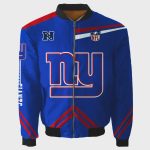 New York Giants Team Logo Pattern Bomber Jacket – Blue