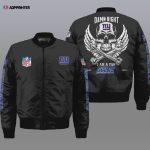 New York Giants Wings Skull Logo Bomber Jacket – Black