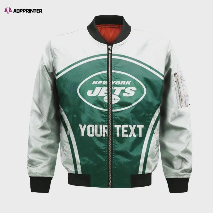 New York Jets Bomber Jacket 3D Printed Custom Text And Number Curve Style Sport