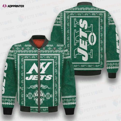 New York Jets Military Pattern Bomber Jacket – Black And Gray